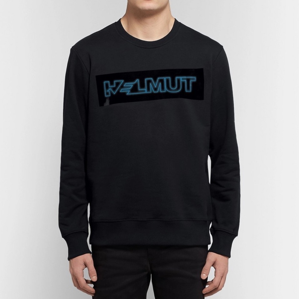 Helmut Lang Pigeon Logo Print Loopback Cotton Sweatshirt Mens Size Small